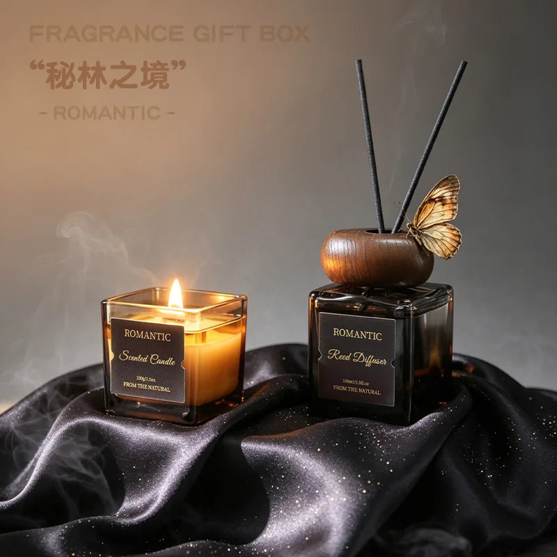 Vintage aromatherapy essential oil gift box set, high-end aromatherapy candle ornament, home fragrance for men