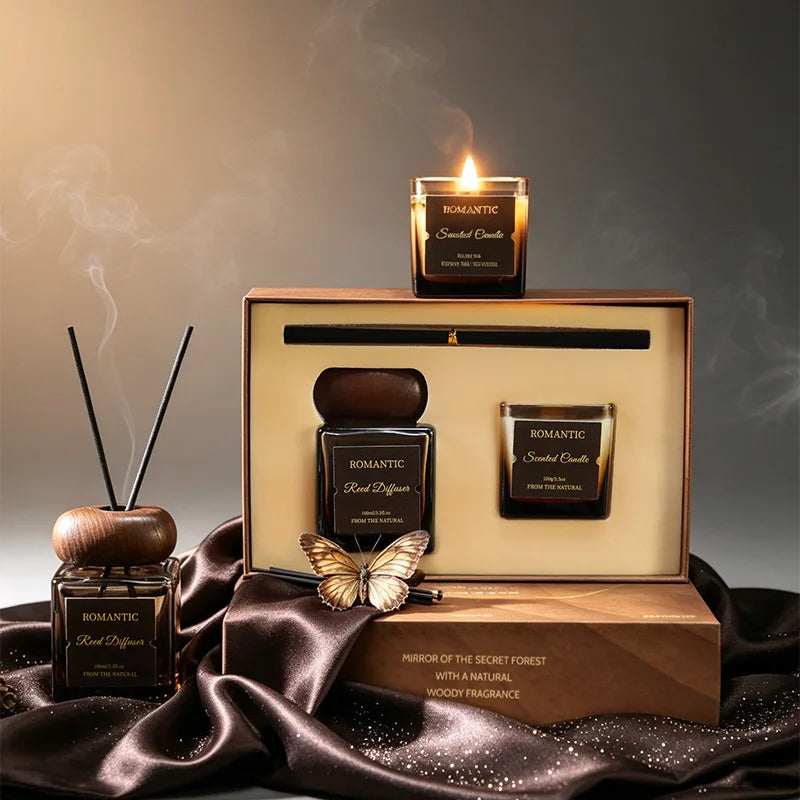 Vintage aromatherapy essential oil gift box set, high-end aromatherapy candle ornament, home fragrance for men