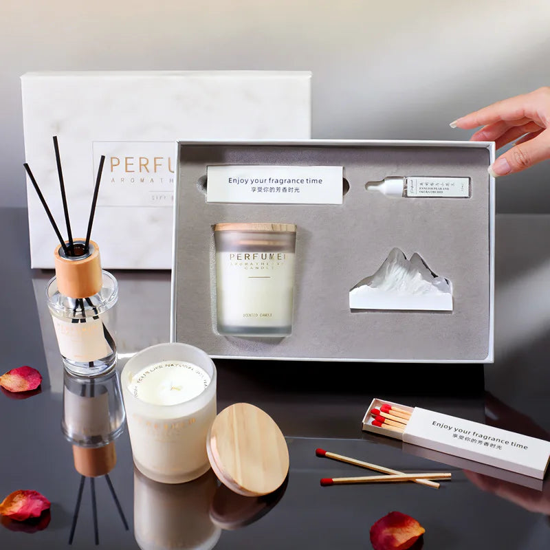 Handcrafted Snow-Capped Mountain Scented Candle Gift Set – Premium Home Fragrance (Low-Temperature Soy Wax & Essential Oils)