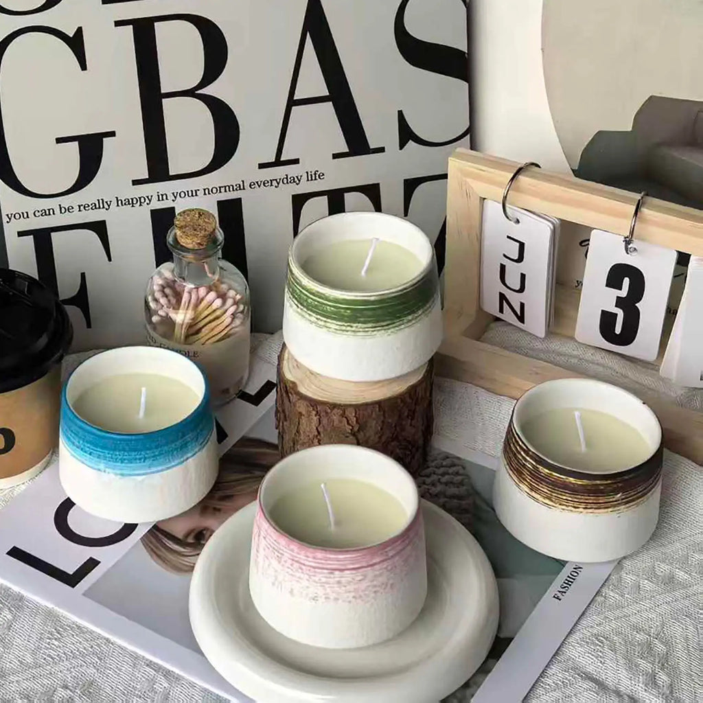 Ceramic Jar Scented Candle,SoyWax Smokeless AromaCup Modern TabletopDecor for Home Bedroom BirthdayWedding HolidayFragrance Gift